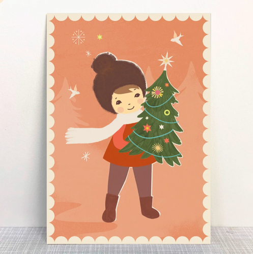 Kind mit Weihnachtsbaum