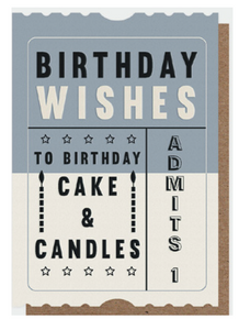 Happy Birthday "Ticket" Cake & Candles - Schmidt's Papeterie