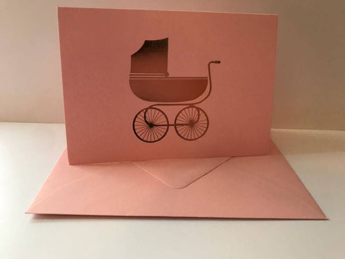 Klappkarte Kinderwagen rosa - Schmidt's Papeterie
