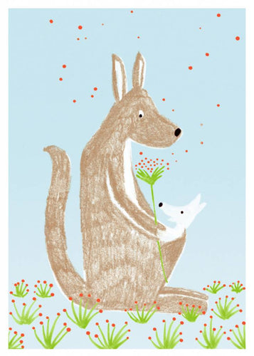 Postkarte Känguruh mit Baby - Schmidt's Papeterie